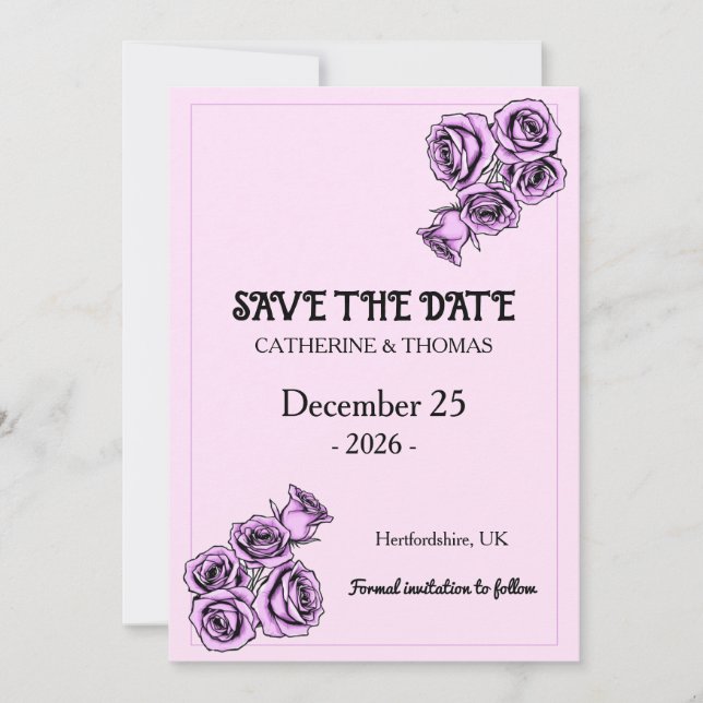 Save The Date Mystical Purple Rose Wedding (Devant)