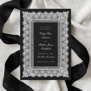 Save The Date Nappe en dentelle noire Photo de style vintage Mar