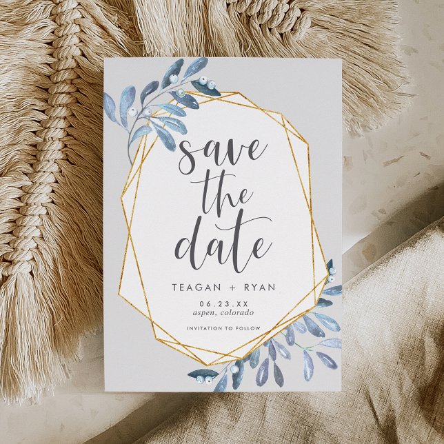 Save The Date Natural Foliage | Blue Watercolor Botanical (Créateur téléchargé)