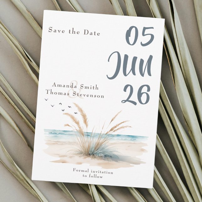 Save The Date Nature moderne plage pampa terrain d'herbe (Créateur téléchargé)