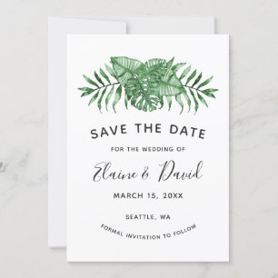 Save The Date Nature tropicale rustique Mariage de verdure botan