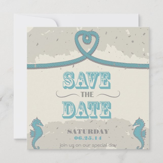 Save The Date Nautical Beach Heart Knot Enregistrer la date (Devant)