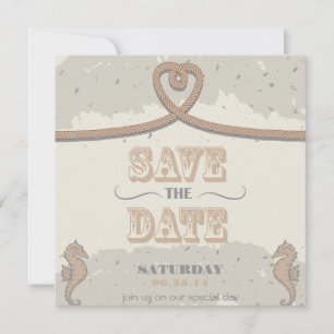 Save The Date Nautical Beach Sand Heart Knot Enregistrer la date