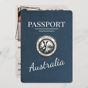 Save The Date Navy Blue Australia Passeport Enregistrer La Date