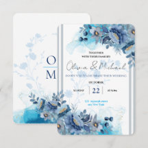Navy Blue Moody et floral aquarelle bleu de minuit