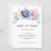 Navy Blue Slate Dusty Blush Rose Florale Mariage