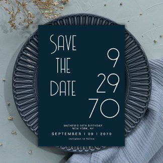 Save The Date Navy Mat Écran Simple Minimal Anniversaire Enregis