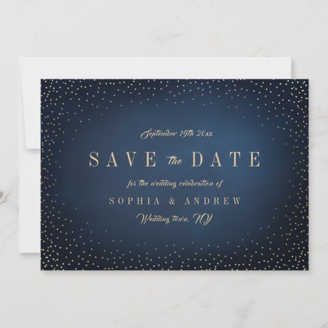 Save The Date Navy & Or Simple Glitter Enregistrer La Date (Devant)