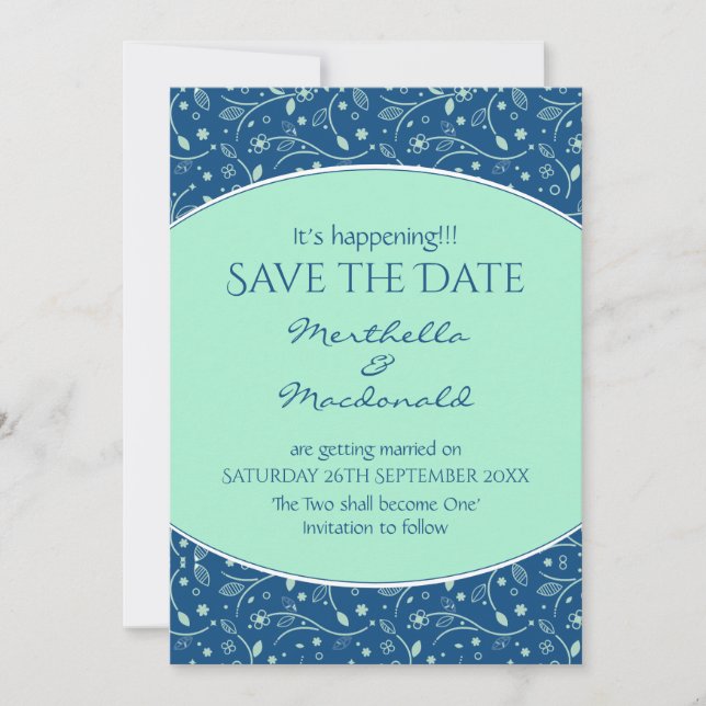 Save The Date NEO MINT CLASSIC BLUE C'est en train d'arriver Flo (Devant)