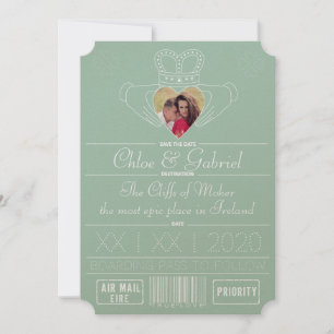 Save The Date Neo-Mint Enregistrer le cadre photo Date Claddagh