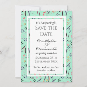 Save The Date NEO MINT Floral PERSONNALISÉ IL SE PASSE!