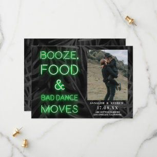 Save The Date Neon vert décontracté feuille de palme enregistrer