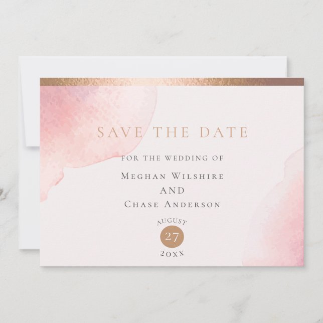 Save The Date Nettoyer l'aquarelle rose vif Enregistrer la date (Devant)