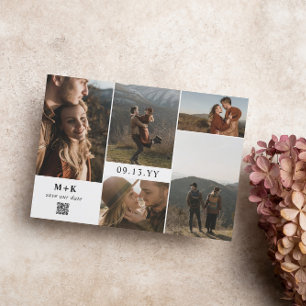 Save The Date Nettoyer les initiales modernes Photos QR Code Enr