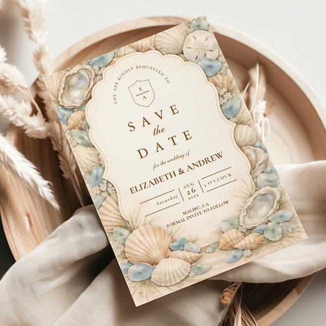 Save The Date Neutral Beach Wreath Wedding (Créateur téléchargé)