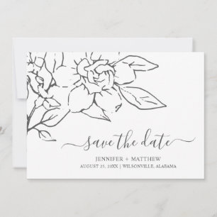 Save The Date Neutral Line Art Floral Mariage élégant