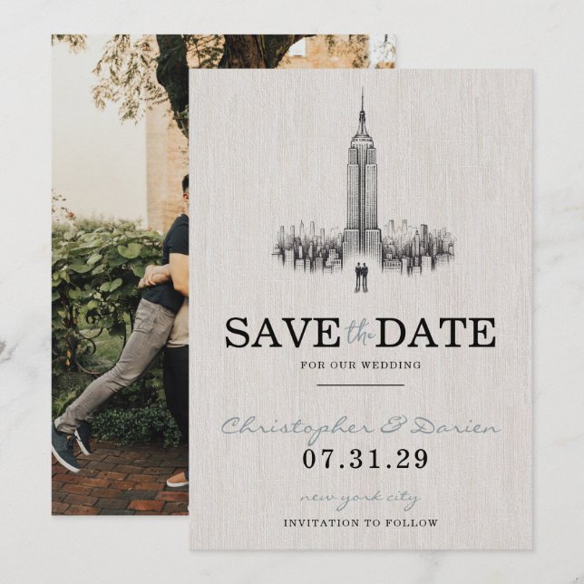 Save The Date New York City Grooms Enregistrer La Date (Devant / Derrière)