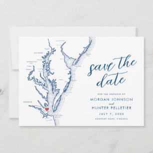 Save The Date Newport News Virginia Map Mariage moderne
