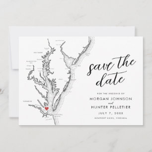 Save The Date Newport News Virginia Map Mariage moderne