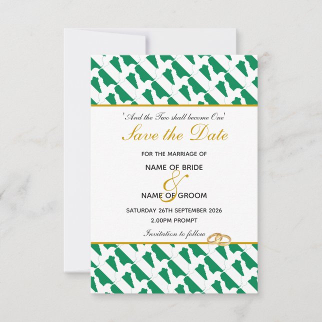 Save The Date NIGERIA Mariage Célébration Chrétienne (Devant)