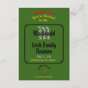 Save The Date N'importe quel nom et date Green Irish Family Reun