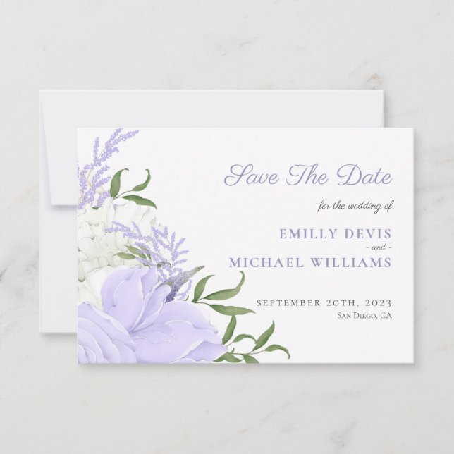 Save The Date Noces aquarelle de la petite pervenche botanique (Devant)