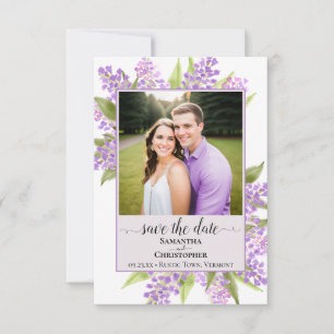 Save The Date Noces aquarelle rustique lilas et lavande photo
