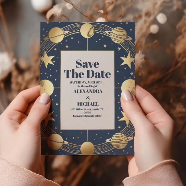 Save The Date Noces Croissant de Lune de la Marine Céleste (Créateur téléchargé)