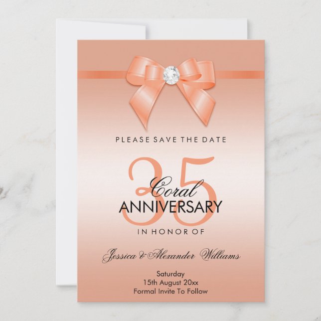 Save The Date Noces de corail 35e anniversaire de mariage (Devant)