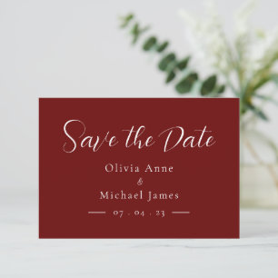 Save The Date Noces en rouge et blanc simples Enregistrer la dat