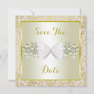 Save The Date Noces Paillettes Dorées, Fleurs de Diamant et Ruba