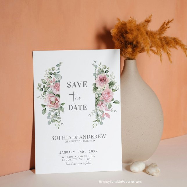 Save The Date Noces romantiques et intemporelles aux pivoines et (Announce your love in style with our Romantic Peonies Eucalyptus Save the Date )
