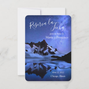 Save The Date Noche estrellada en las montañas Reserva la Fecha