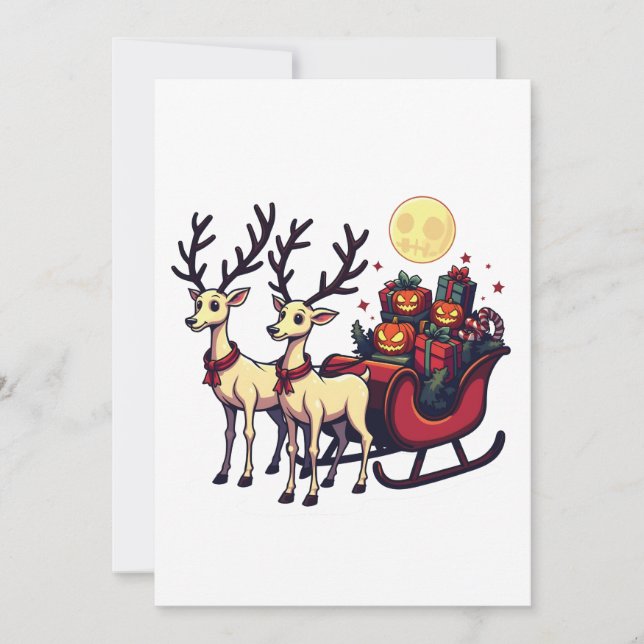 Save The Date Noël à Halloween Reindeer Citrouille présente (Devant)