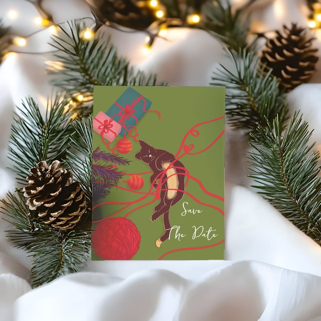 Save The Date Noël Chat Écheveau – Joyeuse Réjouissance Féline (Créateur téléchargé)