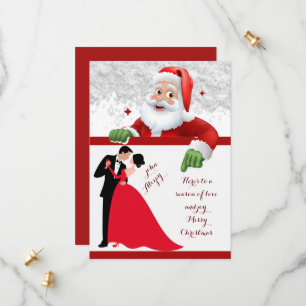 Save The Date Noël de couple rouge et blanc