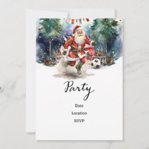 Save The Date Noël de football avec le Père Noël jouant au ballo