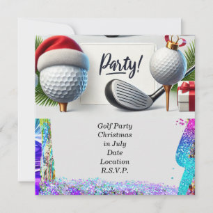 Save The Date Noël de golf en juillet pour golfeur avec balle de