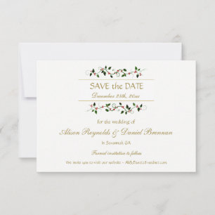 Save The Date Noël Holiday Holly Ivy Wedding Enregistrer la date