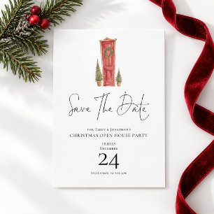 Save The Date Noël Porte D'entrée Aquarelle Enregistrer la Date