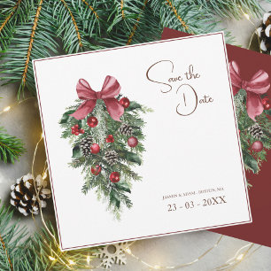 Save The Date Noël Rouge et vert Mariage de fête d'hiver