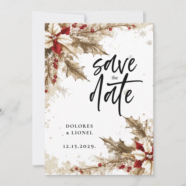 Save The Date Noël Script Wedding Enregistrer la date (Devant)