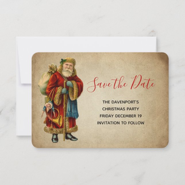 Save The Date Noël vintage au Père Noël (Devant)