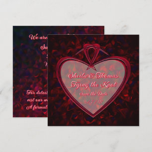 Save The Date Nœud de mariage Pétales de rose rouge cœur