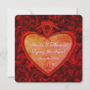 Save The Date Noeud de mariage pétales de rose rouge en détresse