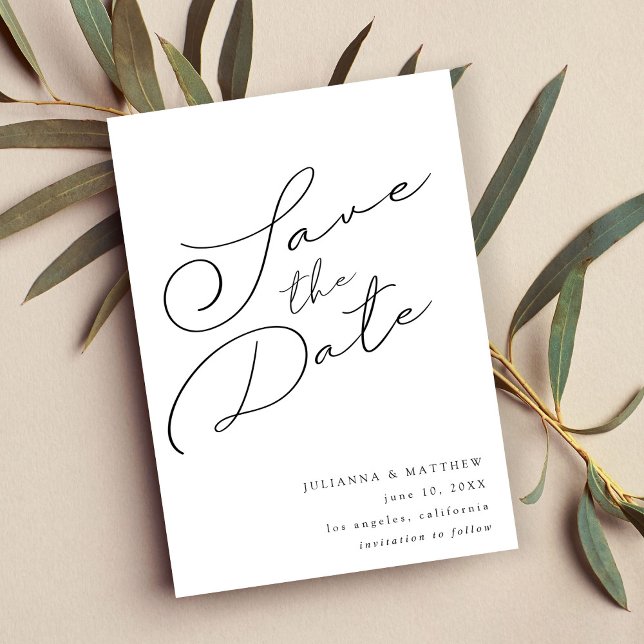 Save The Date Noir & Blanc Élégant Enregistrer La Date V2 (Créateur téléchargé)