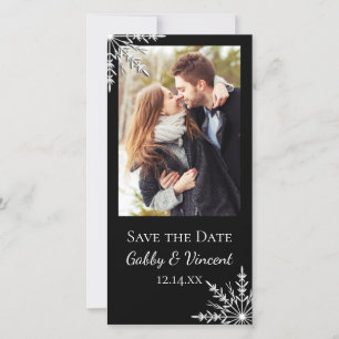 Save The Date Noir blanc Flocon de neige Mariage d'hiver Enregis