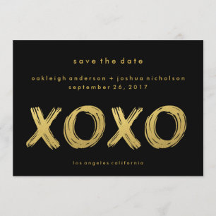 Save The Date Noir d'or chic   Photo XOXO Enregistrer la date