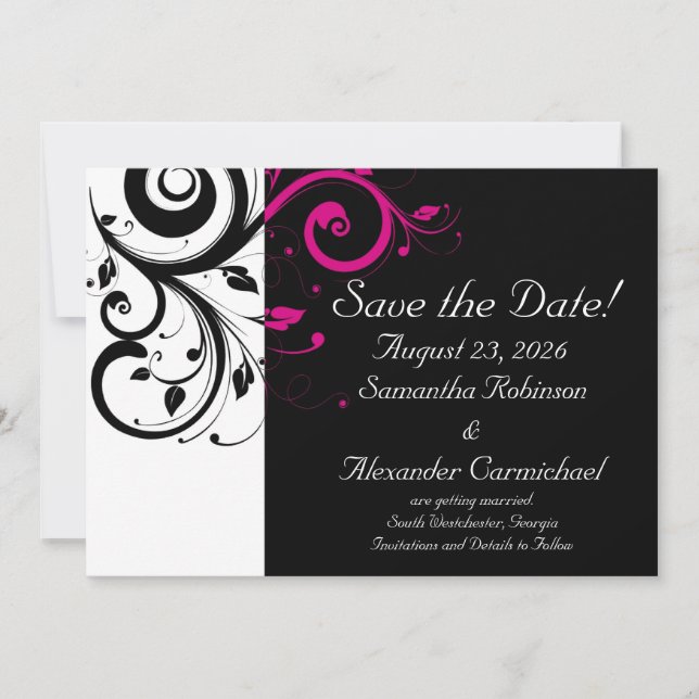 Save The Date Noir et blanc avec accentuation de la spirale mage (Devant)