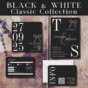 Save The Date Noir et Blanc Gras Moderne Contemporain Monochrome